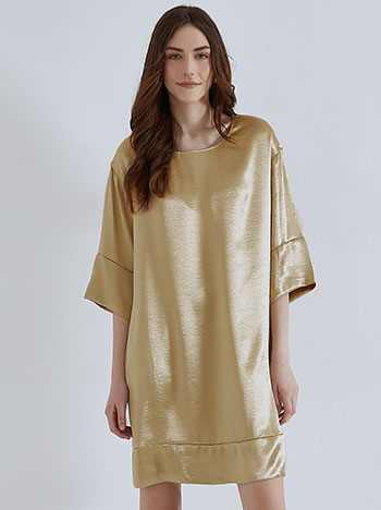 Mini satin dress in gold