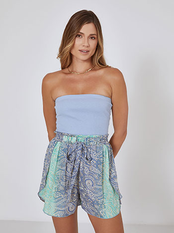 High waist printed shorts in light green