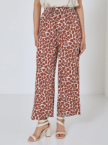 Wide leg trousers with decorative cord in terracota
