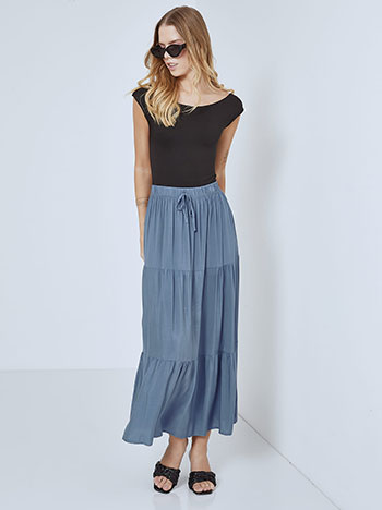 Skirt with ruffles in rough blue