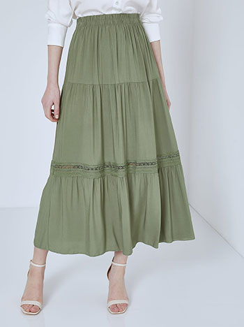 Skirt with lace details in khaki