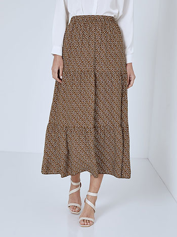 Maxi printed skirt in brown