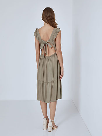 Midi dress with open back in light brown