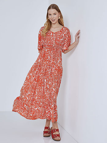 Φορέματα/Maxi Εμπριμέ φόρεμα με διακοσμητικό κορδόνι SM9856.8253+3