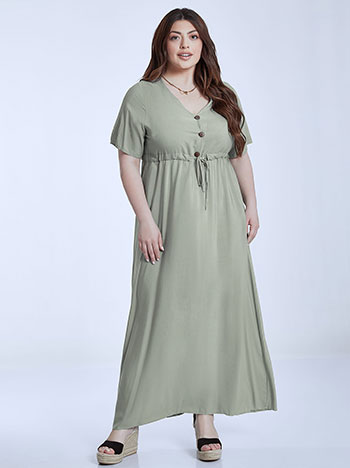 Maxi dress with buttons in light khaki