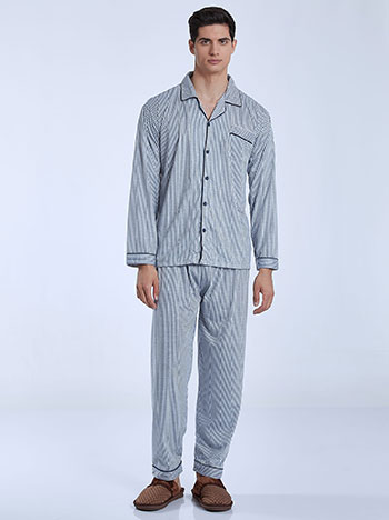 Men s striped pyjama set in rough blue