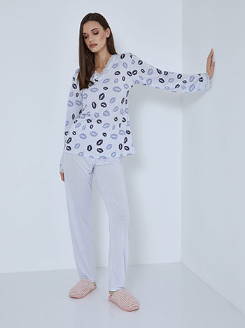 Pyjama set with lips in sky blue