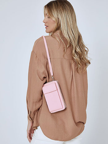 Πορτοφόλι τσάντα με λουρί σε ροζ