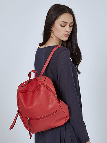 Leather effect backpack in red