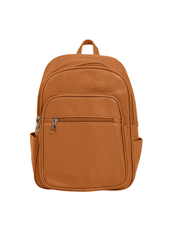Leather effect backpack in tobacco