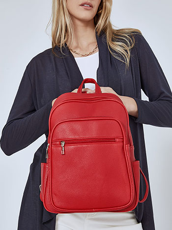 Leather effect backpack in red