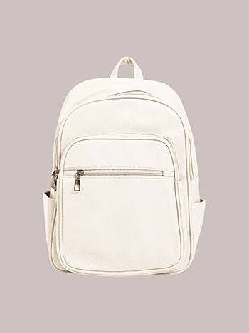 Leather effect backpack in off white