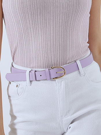 Leather effect textured belt in lilac