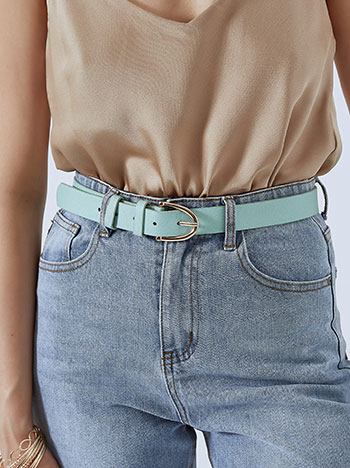 Leather effect textured belt in mint