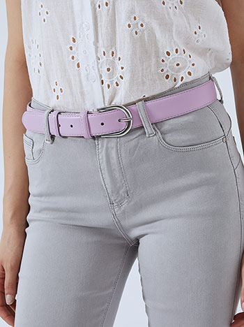 Leather effect monochrome belt in lilac