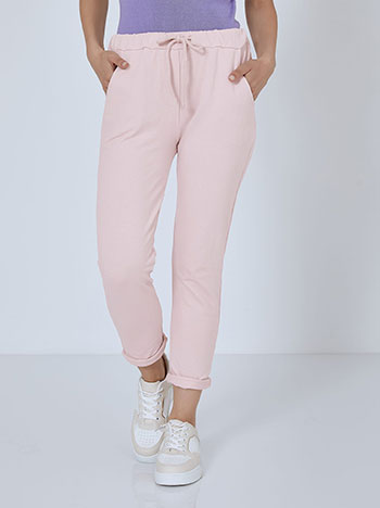 Monochrome sweatpants with cotton in baby pink
