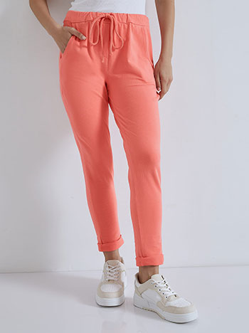 Monochrome sweatpants with cotton in coral