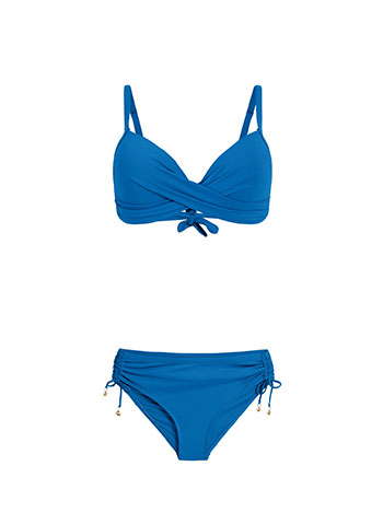 Bikini set with decorative seashells in blue