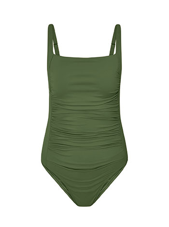 One piece swimsuit with shirred details in khaki