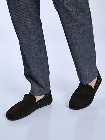 Suede like mens loafers in black