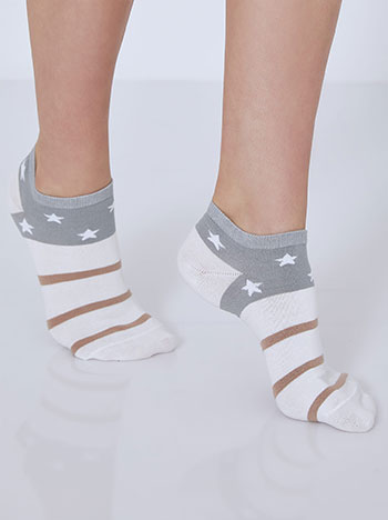 Celestino Σετ με 3 ζευγάρια ριγέ κάλτσες με αστέρια SM9999.0066+1