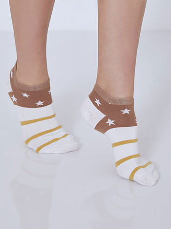 Celestino Σετ με 3 ζευγάρια ριγέ κάλτσες με αστέρια SM9999.0066+4