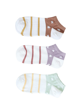 3 pack striped socks with stars in set 9