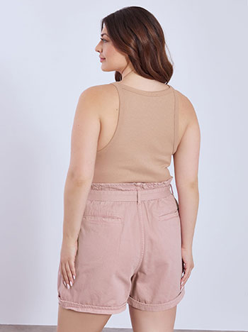 Jeans shorts with rolled up hemline curvy in dusty pink