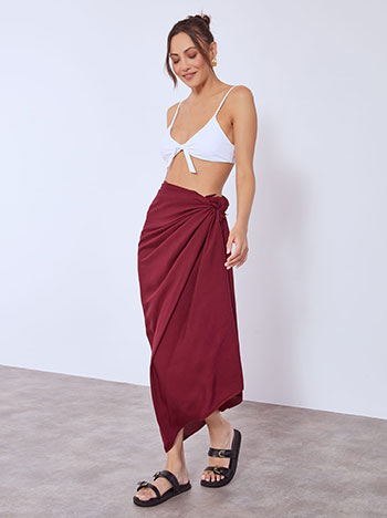 Pareo monochrome with tessels in wine red