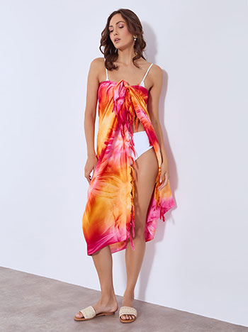 Pareo tie dye in coral