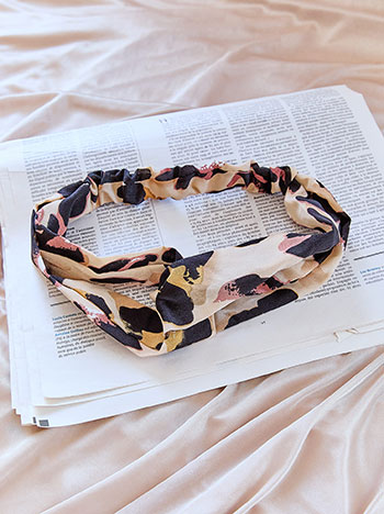 Headband printed in beige