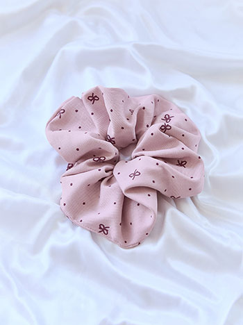 Scrunchie polka dot with bows in pink