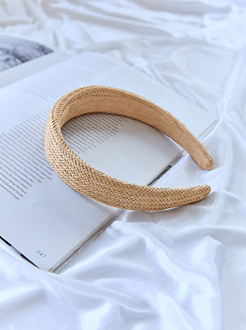 Headband knitted in camel