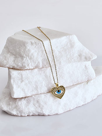Necklace chain with eye in a heart in gold