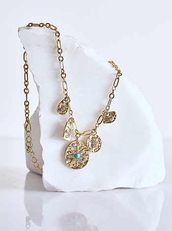 Necklace chain with strass details in gold