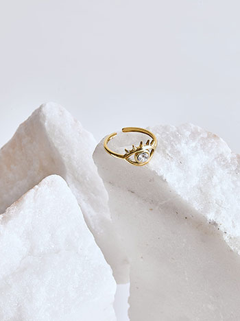 Δαχτυλίδι μάτι με strass σε χρυσαφί