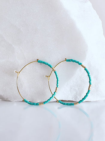 Hoop earrings with beads in green