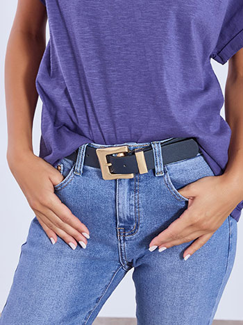 Belt leather effect in dark blue