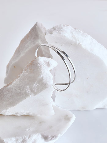 Cuff bracelet double row in silver