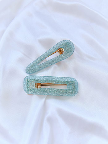 Head clip metallic in sky blue