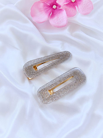 Head clip metallic in white