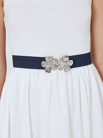 Belt elastic with flower buckle in dark blue