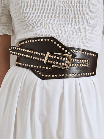 Belt elastic with studs in black