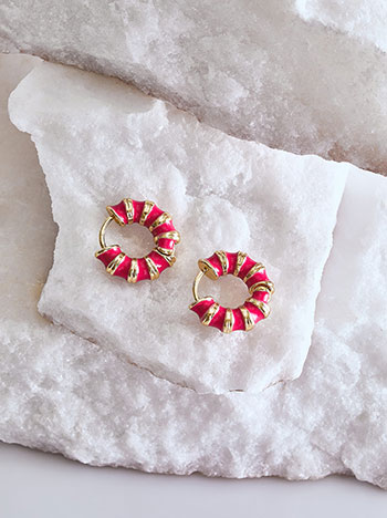 Earrings textured with colour in fuchsia