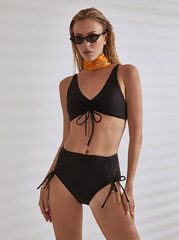 Bikini set with shirred details in black