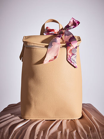 Backpack with detachable ribbon in beige