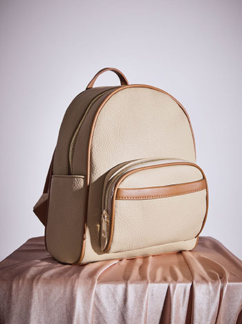 Backpack two coloured in beige