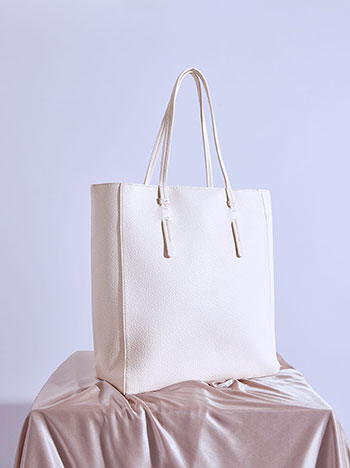 Shoulder bag leather effect monochrome in off white