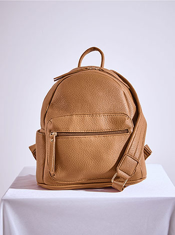 Backpack leather effect in tobacco