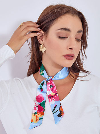 Headband floral satin in sky blue